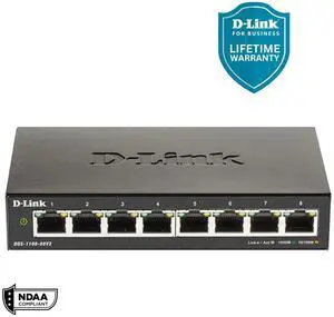 D-Link 8-Port Gigabit Smart Managed Switch | Web Managed | Cable Diagnostics | Fanless | Compact Metal Desktop | NDAA Compliant - (DGS-1100-08V2)