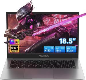 ACEMAGIC Laptop Computer, 16GB DDR4 512GB SSD, 18.5 Inch Laptop with Intel Quad-Core N150(Up to 3.6GHz), Metal Shell, BT5.0, 5G WiFi, USB3.2, Type_C, Webcam, Long Battery Life, 180° Open Angle