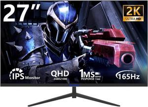 Sealan 27inch Gaming Monitor 165Hz QHD(2560 x 1440p) 2K, 1ms, HDR10, DCI-P3 99% Color Gamut, Adaptive G-Sync, FreeSync Premium, HDMI, DisplayPort IPS Screen for Gaming Home Office