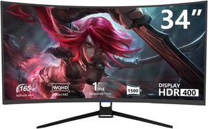 Sealan 34-inch Curved Ultrawide Gaming Monitor 4K 3440 x 1440 165Hz WQHD 21:9 with Thunderbolt 2 HDMI2.0 DP1.4 ,1500R, 99%sRGB, Support AMD Freesync, HDMI 2.1 & Displayport 1.4 -Black