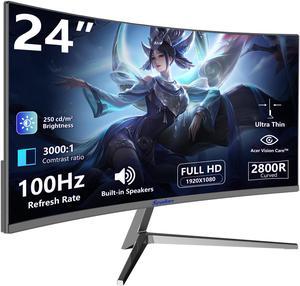 Sealan 24 Inch Curved Monitor 16:9 Aspect Ratio 100HZ FHD LED Display 99% sRGB - Thin Bezel Design - Eye-Care Technology - HDMI VGA Connectivity