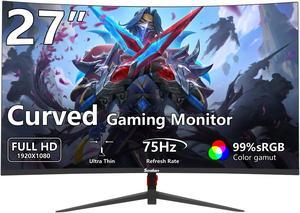 Sealan 27 inch Curved Gaming Monitor 75Hz Full HD 1080P 1800R LED Computer Monitor Display with FreeSync & Eye-Care Technology, Support VESA, DP, HDMI Port VA Screen for Gaming Home Office