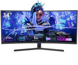 Sealan 34 inch Curved Ultrawide Computer Gaming Monitor 165Hz,UWQHD 3440x1440,1500R -PIP,1ms (MPRT),HDR, 300nits, sRGB99%,FreeSync,HDMI2.0(TMDS) x2,DP1.4 x2,Eye Care,VESA,Support Lifting Base