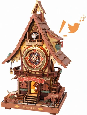 STEMCLAS 3D Wooden Puzzle Mechanical Model Kit, Cuckoo Clock Model Kit, DIY Construction Puzzle for Men and Women 14+ STEMCLAS 3D Wooden Puzzle Mechanical Model Kit, Cuckoo Clock Model Kit, DIY Construction Puzzle for Men and Women 14+
