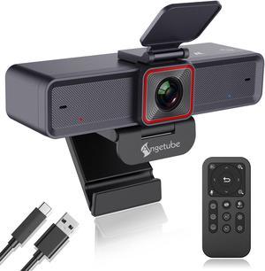 Angetube 4K AI Webcam: AI-Trackig Web Camera Dual AI Noise-Cancelling Microphones - HDR-Enabled, USB 3.0, Remote Control, Sony_Sensor, Adjutable Field of View, Work with Teams, Zoom, Webex, Google