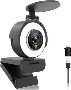 Angetube 1080p Webcam with Ring Light for Streaming: USB 60FPS Web Camera with Microphone-HDR-Enabled-HD Auto Light Correction Web Cam with Adjustable FOV, for Teams, Zoom, PC/Laptop/Mac/Desktop