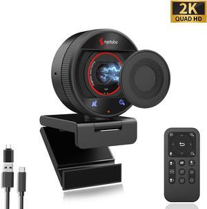 Angetube AI Webcam for pc 2K@60FPS HD Web Camera with Remote Control, 8X Digital Zoom Webcam, Privacy Cover, TOF Auto Focus, Auto Light Correction, HDR, USB 3.0 Web Cam Work with Zoom, Teams, Mac