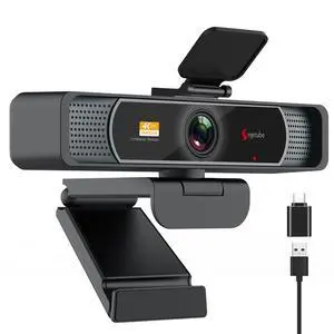 Angetube Wide Angle 4K Webcam for PC - 120° FOV, PDAF Autofocus, 2 Noise-Cancelling Mics, 1080P@60FPS, Auto Light Correction, USB-A/C, Privacy Cover, Video Conference Camera for Mac Laptop and Desktop
