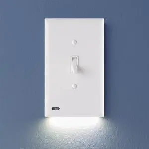 SnapPower SwitchLight Cover- LED Night Light - for Single-Pole Light Switches - Light Switch Plate with LED Night Lights - Adjust Brightness - Auto On/Off Sensor - (Toggle, White)