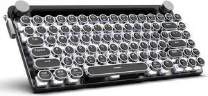 7KEYS Retro Typewriter Wireless Keyboard Style, Mechanical Keyboard with Bluetooth 5.0 and 14 Mode White Blacklight Black / White Retro Classic Artisan