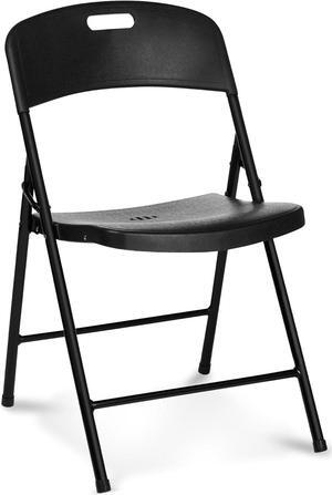 Folding Chair, Indoor Outdoor Plastic Commercial Stackable Foldable Guest Chairs for Events Office Wedding Party Picnic Kitchen Dining, 350lb Capacity (Black, 1 Pack)