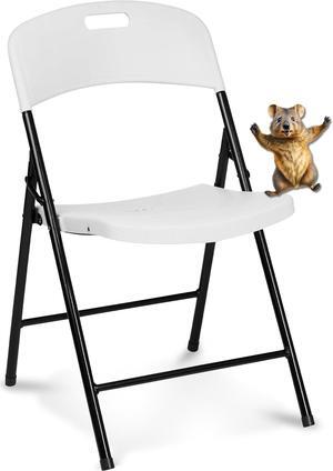 Folding Chair, Indoor Outdoor Plastic Commercial Stackable Foldable Guest Chairs for Events Office Wedding Party Picnic Kitchen Dining, 350lb Capacity (White, 1 Pack)