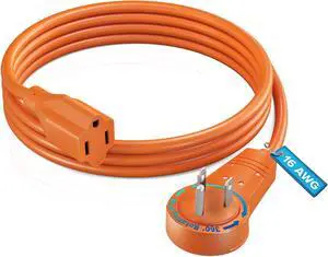 Maximm Cable 3 Feet 360° Rotating Flat Plug Extension Cord/Wire, 3 Prong Grounded Wire 16 Awg Power Cord - Orange - UL Certified