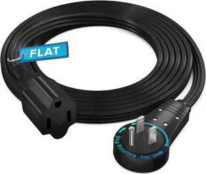 Maximm 360° Rotating Flat Plug Extension Cord 6 feet Flat Extension Cord Under Carpet with Slim Space-Saving Plug Design, Low Profile Extension Cord (Black)