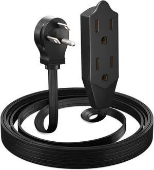 Maximm Extension Cord 6 Feet Flat Plug/Wire, Multi Outlet - 3 Prong Angled Plug Extension Cord - Black UL Certified