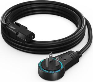 Maximm Monitor Computer Power Cord 5 Ft Flat Plug 360° Rotating PC Cable 3 Prong for, Desktop, Printer, Scanner, 16 AWG NEMA 5-15P to IEC13 - UL Certified