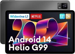 Headwolf 2024 New Arrival HPad6 12'' IPS 2K Android 14 Tablet, Helio G99 Octa Core Tablet, 20GB RAM + 256GB ROM Gaming Tablet, 8800mAh, Widevine L1, 16MP+8MP, Quad Speaker, 2.4/5G WiFi GPS Tablet
