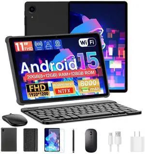 Alphawolf Android 15 Tablet 11-inch 1200X1920 IPS T615 Octa-core CPU 20GB (8+12GB Expand) 128GB ROM (2TB Expansion) 13Mp+5Mp Camera/Facial ID, 8000mAh Battery, Widevine L1, Gemini AI