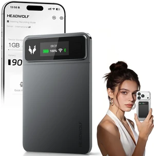 HEADWOLF Hnote01 AI Smart Voice Recorder Transcribe & Summarize For Meetings Calls, 64GB Local + 2GB Cloud Storage, 500mAh, 120+ Languages, Ultra-Slim, InstantView Display, 4 Mic+1 Bone Conduction Mic HEADWOLF Hnote01 AI Smart Voice Recorder Transcribe & Summarize For Meetings Calls, 64GB Local + 2GB Cloud Storage, 500mAh, 120+ Languages, Ultra-Slim, InstantView Display, 4 Mic+1 Bone Conduction Mic