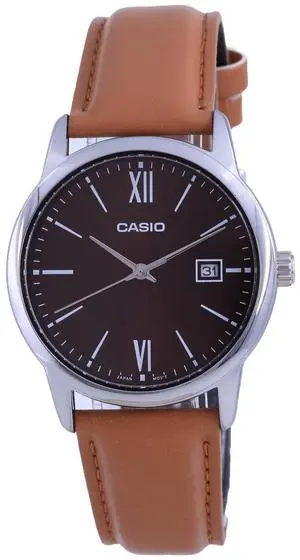 Casio Maroon Dial Stainless Steel Analog Quartz MTP-V002L-5B3 Men's Watch