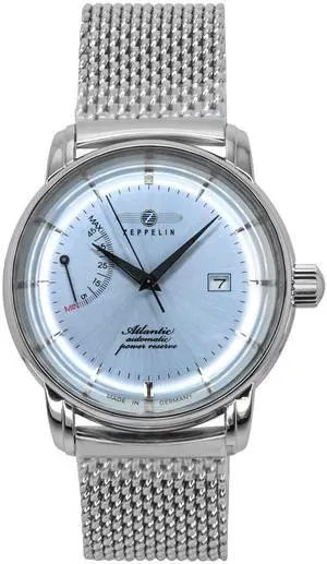 Zeppelin Atlantic Stainless Steel Ice Blue Dial Automatic 8462M6 Men's Watch