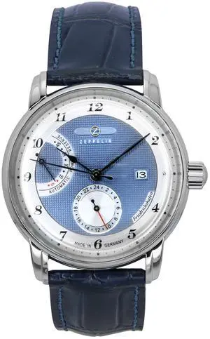 Zeppelin Friedrichshafen Leather Strap Blue Dial Automatic 85903 Men's Watch
