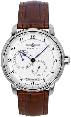Zeppelin Friedrichshafen Leather Strap White Dial Automatic 85681 Men's Watch Zeppelin Friedrichshafen Leather Strap White Dial Automatic 85681 Men's Watch