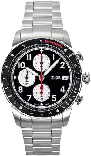 Fossil Sport Chronograph Stainless Steel Black Dial Quartz Men's Watch FS6045