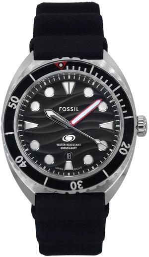 Fossil Breaker Silicone Strap Black Dial Quartz Diver's FS6062 200M Men's Watch