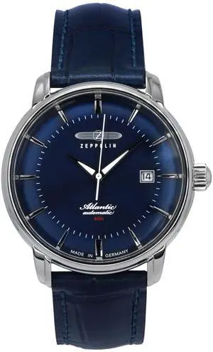 Zeppelin Atlantic Leather Strap Blue Dial Automatic 84603 Men's Watch