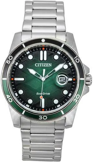 Citizen Marine Eco-Drive Stainless Steel Green Dial AW1811-82X 100M Men's Watch