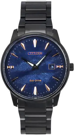 Citizen Pair Eco-Drive Stainless Steel Blue Dial BM7595-89L Men's Watch