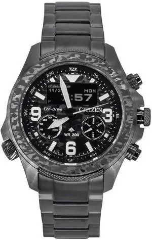 Citizen Chronograph Black And Grey Dial Eco-Drive 200M Men's Watch JV1008-63E