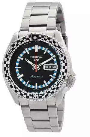 Seiko 5 Sports Black And White Dial Automatic Sports 100M Men's Watch SRPK67K1