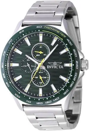 Invicta Racing Stainless Steel Green Dial Quartz 47549 Men's Watch