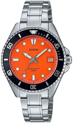 Casio Standard Analog Orange Dial Sports Quartz Men's Watch MDV-10D-4A1V
