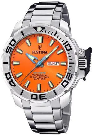 Festina The originals Orange Dial Quartz Diver's 200M Men's Watch F20665-5