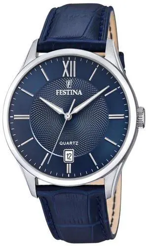 Festina Classics Leather Strap Blue Dial Quartz F20426-2 100M Men's Watch
