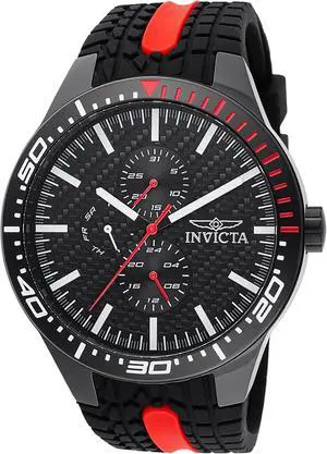 Invicta Racing GMT Silicone Strap Black Dial Quartz 47553 Men's Watch