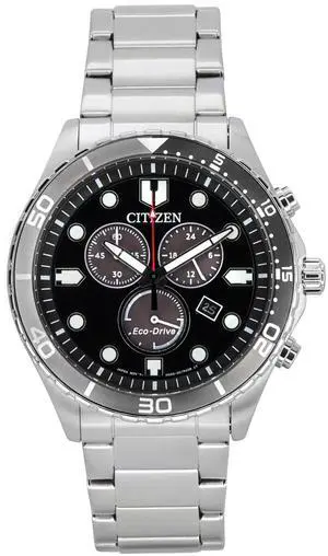 Citizen Sporty-Aqua Chronograph Black Dial Eco-Drive 100M Men's Watch AT2568-82E
