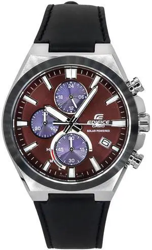 Casio Edifice Chronograph Burgundy Dial Solar 100M Men's Watch EQS-950BL-5A