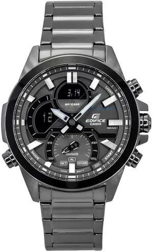 Casio Edifice Grey Dial Sports Quartz 100M Men's Watch ECB-30DC-1B