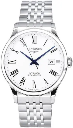 Longines Record White Dial Automatic Dress Men's Watch L2.821.4.11.6