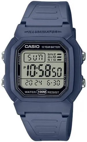Casio Digital Resin Strap Light Blue Quartz W-800H-2AV 100M Men's Watch