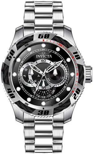 Invicta Speedway GMT Stainless Steel Black Dial Quartz 45755 100M Men's Watch