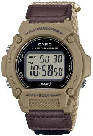 Casio Standard Brown Digital Cloth Strap Quartz W-219HB-5AV Men's Watch
