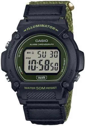 Casio Standard Green Digital Cloth Strap Quartz W-219HB-3AV Men's Watch