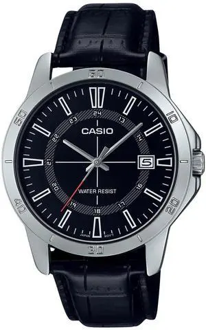 Casio Standard Analog Leather Strap Black Dial Quartz MTP-V004L-1C Men's Watch