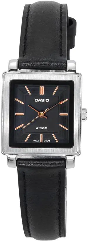 Casio Standard Analog Leather Strap Black Dial Quartz LTP-E176L-1A Women's Watch