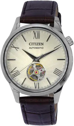 Citizen Calf Leather Strap Ivory Dial Automatic NH9130-17A Men's Watch
